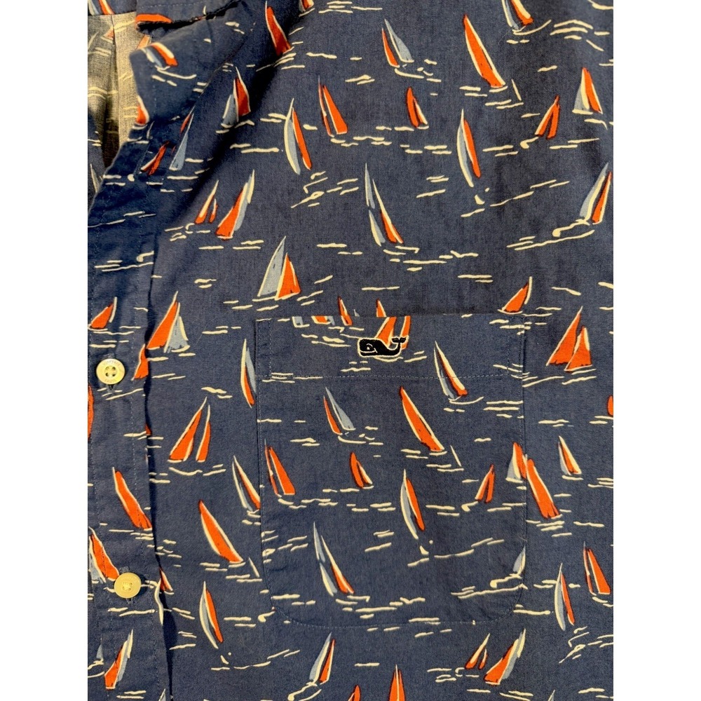 Vineyard Vines Mens XL Classic Fit Tucker Shirt Blue Short Sleeve Cotton - Picture 3 of 12